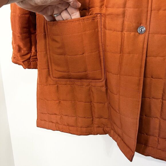 Arleen Bowman Chin Chin Silk Quilted Jacket Rust Orange Purple Women’s M Vintage - Picture 3 of 11